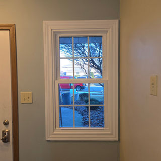 interior double hung window with grids.