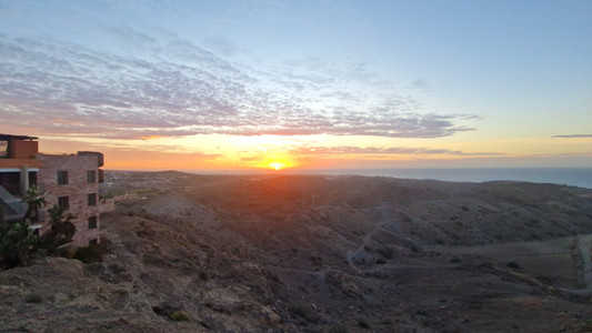 Sunset over the dunes and coastline near Maspalomas, Gran Canaria, seen from Salobre, Maspalomas