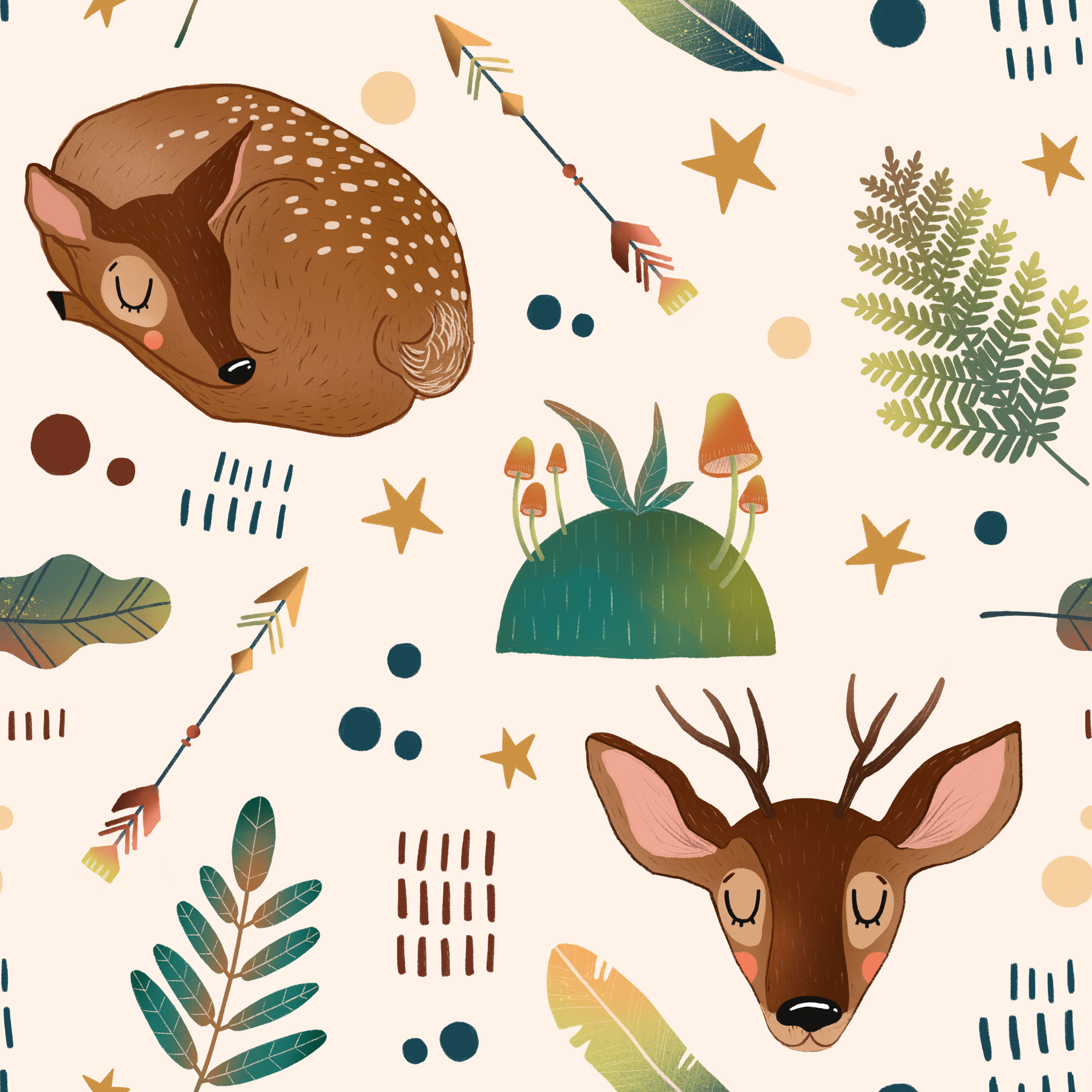 Seamless cute deer pattern