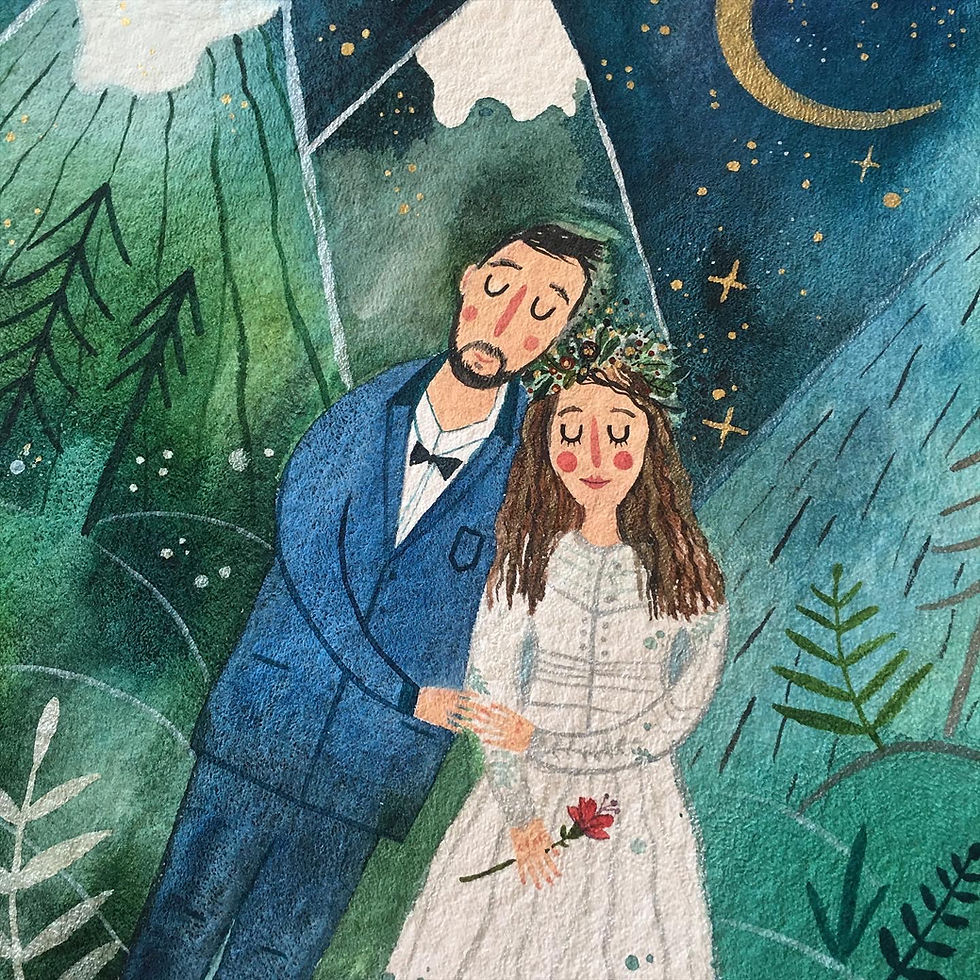 Thumbnail: Customized family watercolor portrait a4