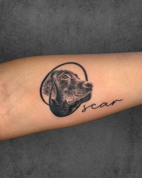 small dog portrait tattoo