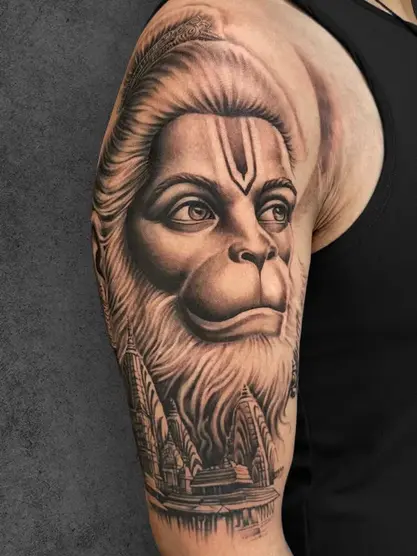 realism hanuman portrait tattoo