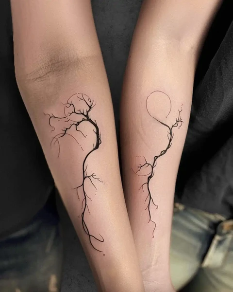 minimal couple matching tattoo