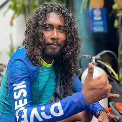 Mohamed Aiman, PADI Master Instructor and certified PADI Freedive Instructor at Dive Desk Male', Maldives.