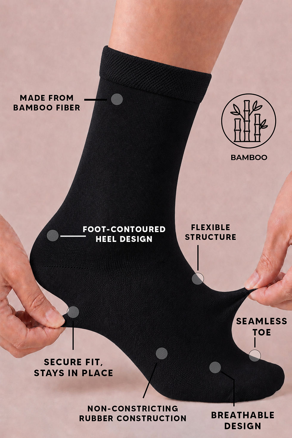 Thumbnail: Socksop 6 Pairs Black Crew Socks