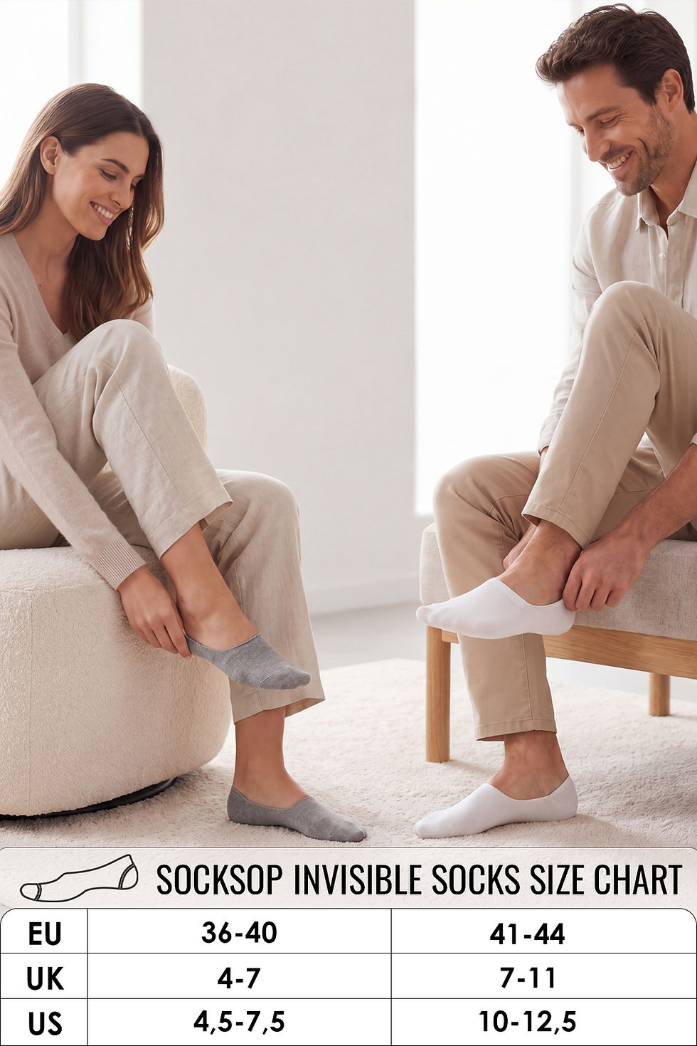 Thumbnail: Socksop 6 Pairs Grey Invisible Socks