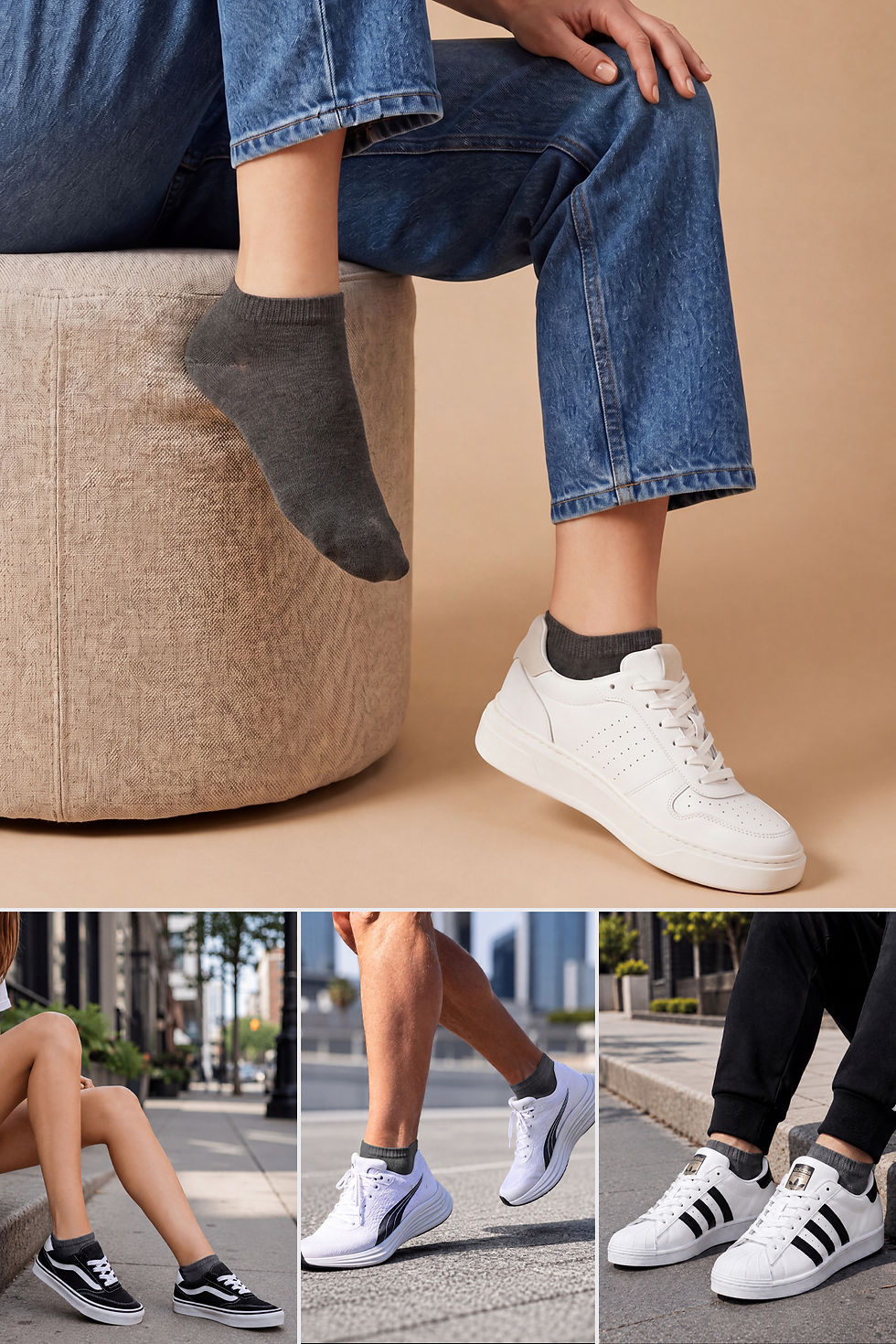 Thumbnail: Socksop 6 Pairs Charcoal Ankle Socks