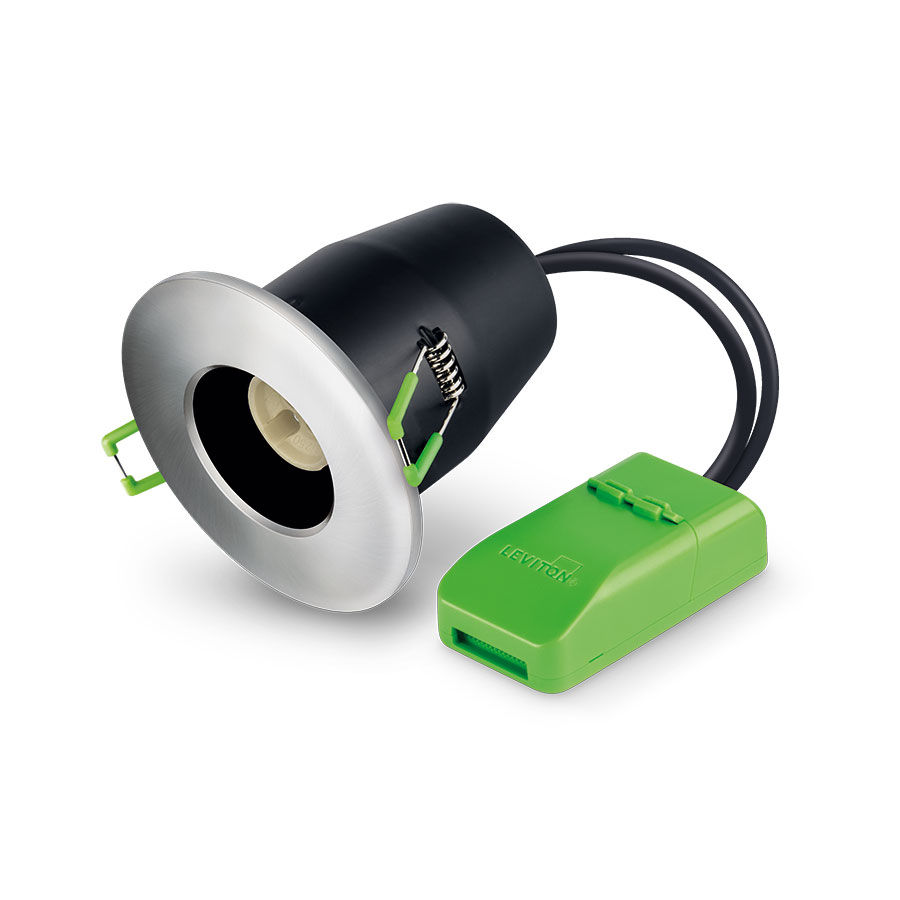 JCC Fireguard LED GU10 fire-rated downlight IP20 brushed nickel straight