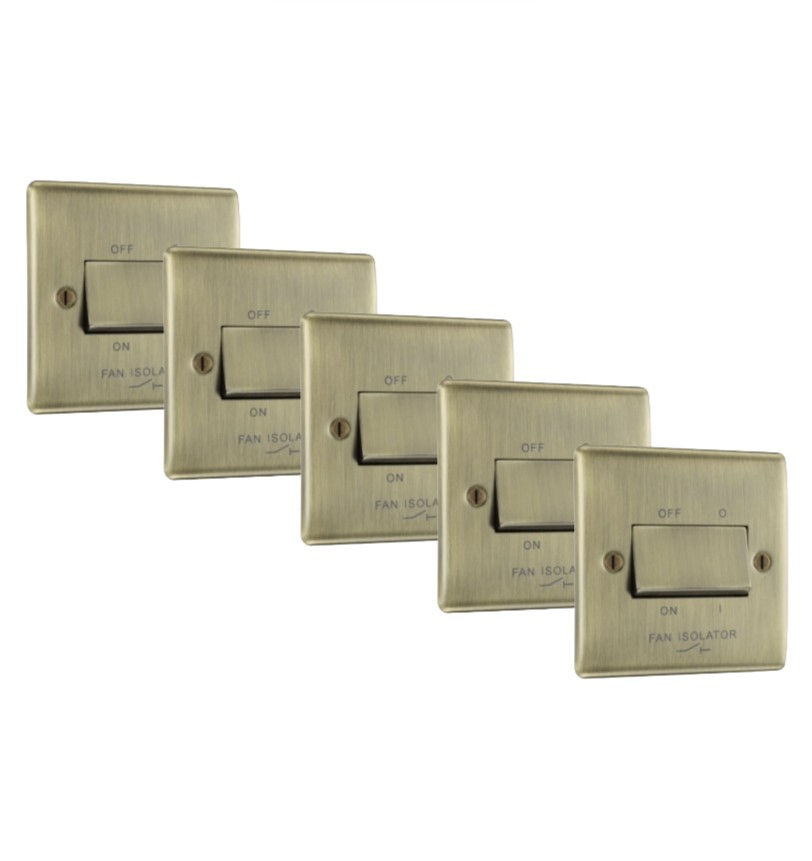 BG Nexus Antique Brass 10A 1 Gang 3 pole fan isolator switch NAB15-01 - 5 pack