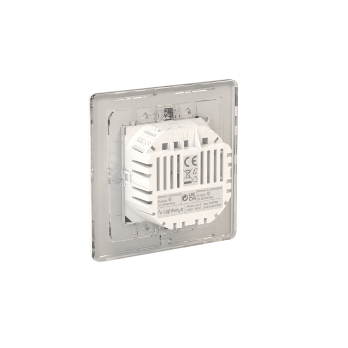 Thumbnail: Lightwave L22WH 2-gang smart dimmer switch rear face