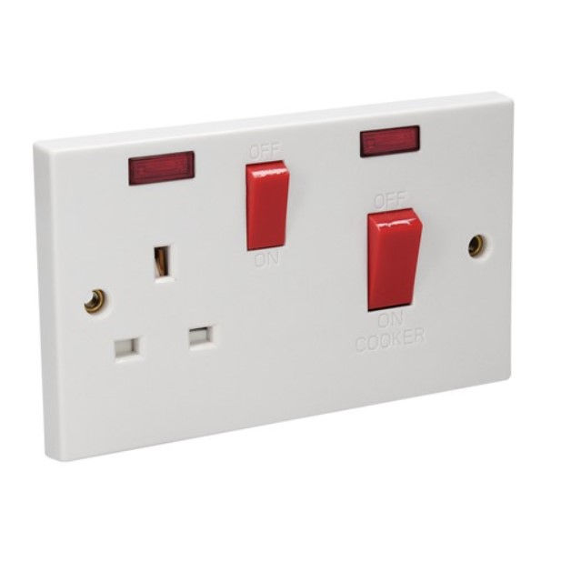 Axiom Cooker Switch Socket 45A with Neon Double Pole (AXMCS45SKN)