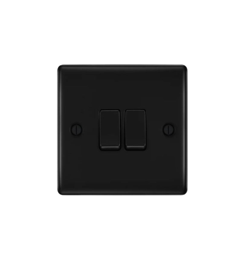 BG Nexus Matt Black 20A 16AX 2 Gang 2 Way Switch NFB42-02