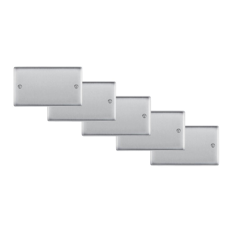 BG Nexus Brushed Steel 2 Gang Blank Plate NBS95-01 - 5 pack