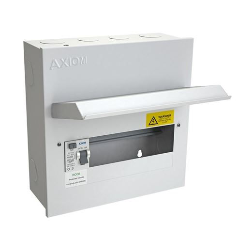 8 way Axiom Metal Consumer Unit with RCD as main switch (MCU10R)