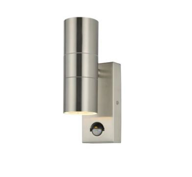 Forum Lighting Zinc Leto Up Down Wall Light IP44 with PIR Steel ZN-29179-SST