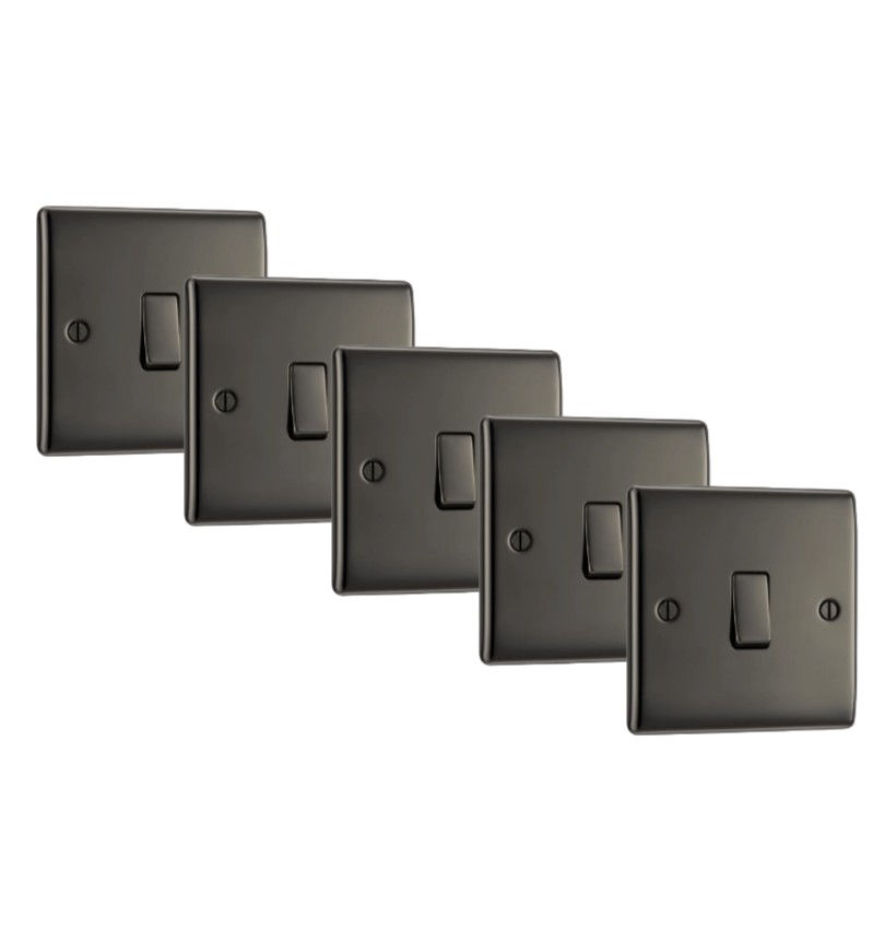 BG Nexus Black Nickel 20A 16AX 1 Gang Intermediate switch NBN13-01 - 5 pack