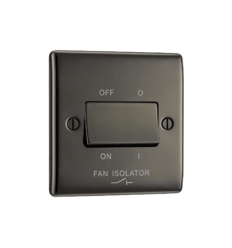 BG Nexus Black Nickel 10A 1 Gang 3 pole fan isolator switch NBN15-01