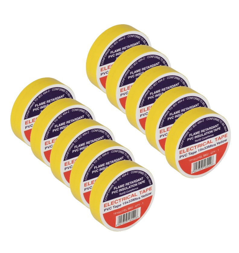Profix PVC electrical insulation tape BSl 19 x 33m Yellow TP1933YEL Multipack