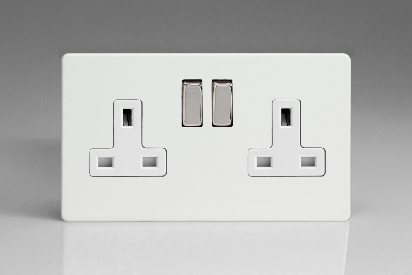 Varilight 2-Gang 13A Double Pole Switched Socket with Metal Rockers