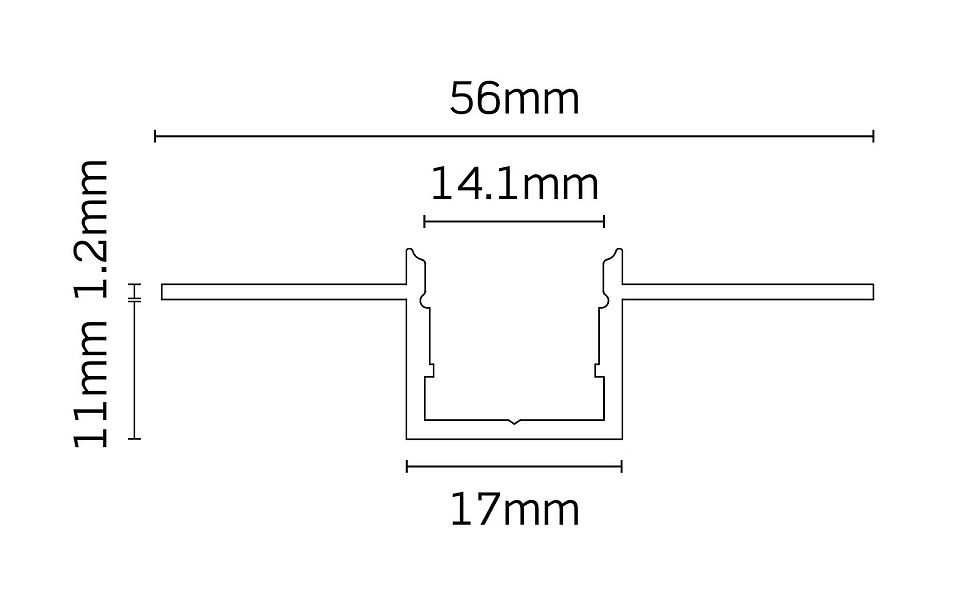JCC Plaster-in aluminium profile 2m with opal diffuser and endcaps JC121387
