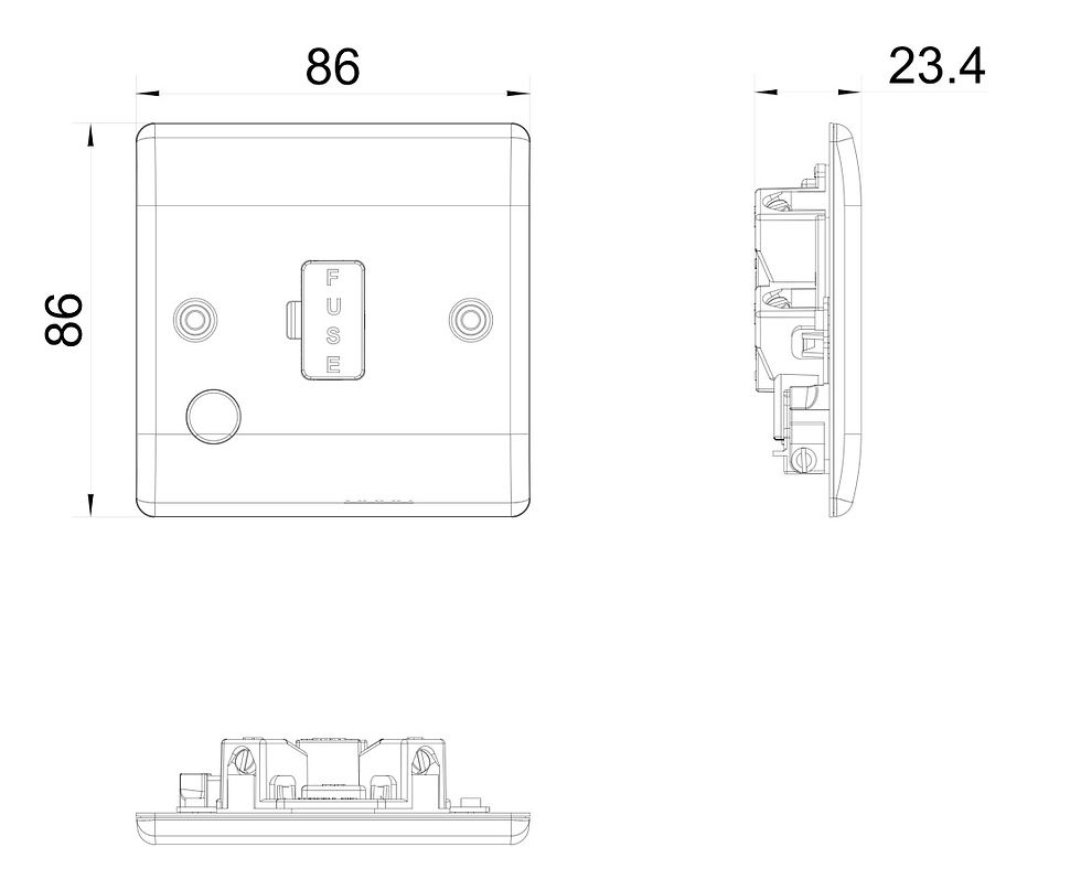 BG Nexus Brushed Steel 13A unswitched fused spur with flex outlet NBS55-01 - 5pk