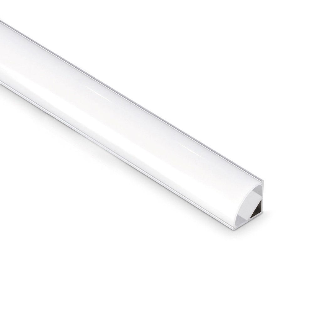 JCC Corner mounted aluminium profile 2m with opal diffuser and endcaps JC121267