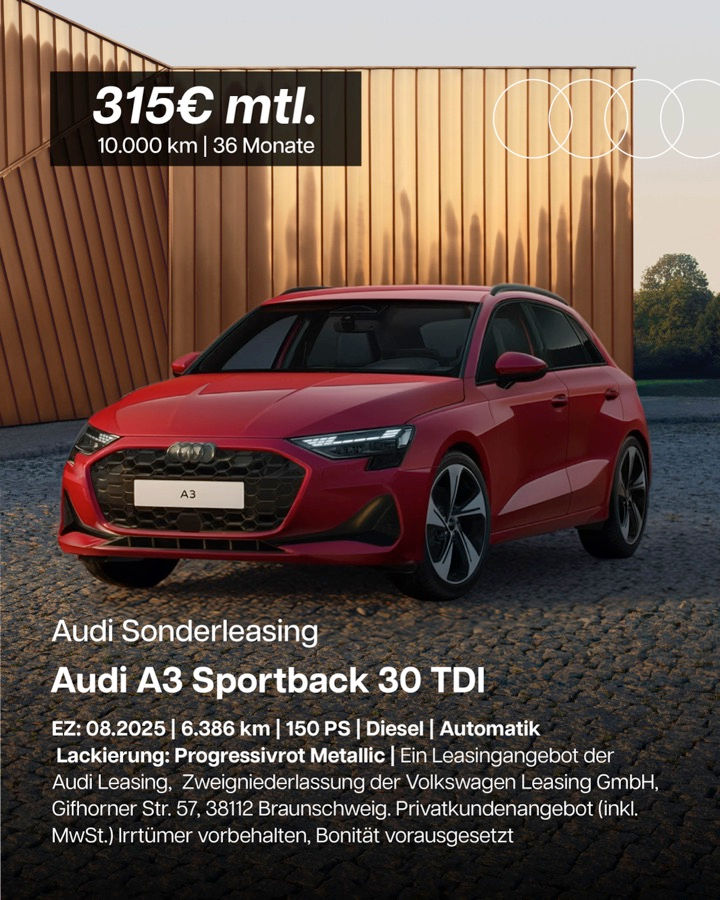 Audi A3 Sportback Sonderleasing bei Mais-Glandien
