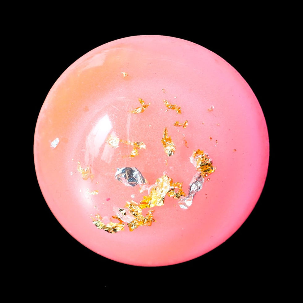 Solar Orbit Ring – Neon Epoxidharz Halbkugel mit Gold- und Silberflakes