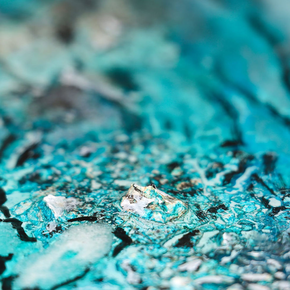 Abstrakte Riffkunst in Blau und Türkis mit Epoxidharz-Struktur