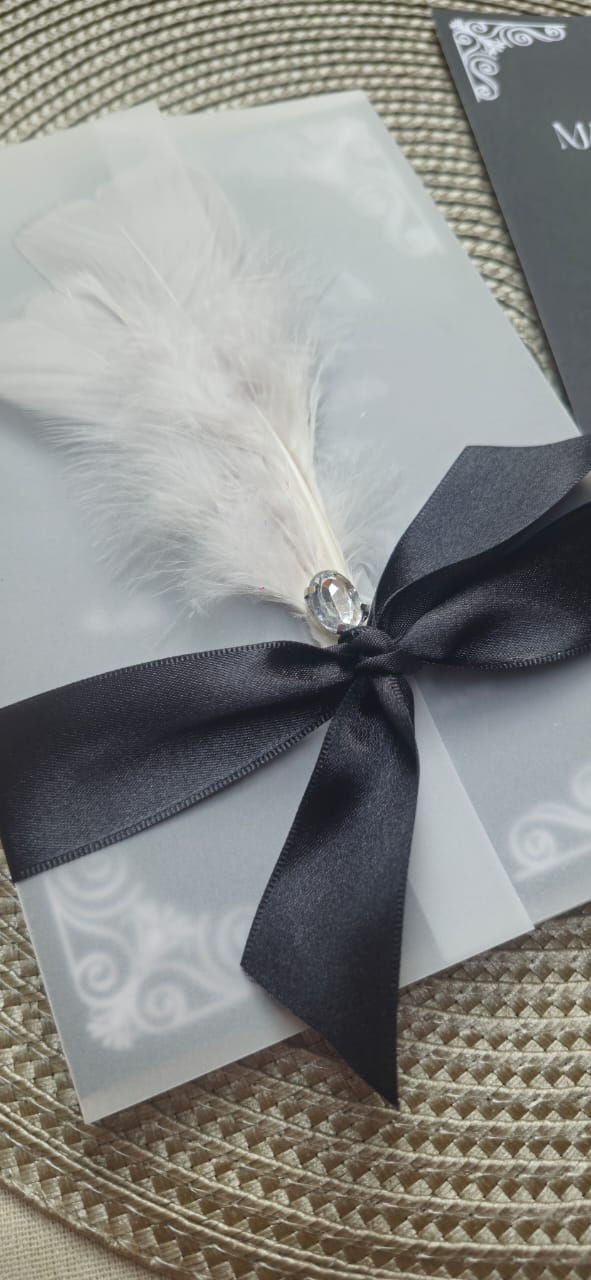 Miniatura: Convite Capa Papel Translúcido - Pena e Ponto de Luz