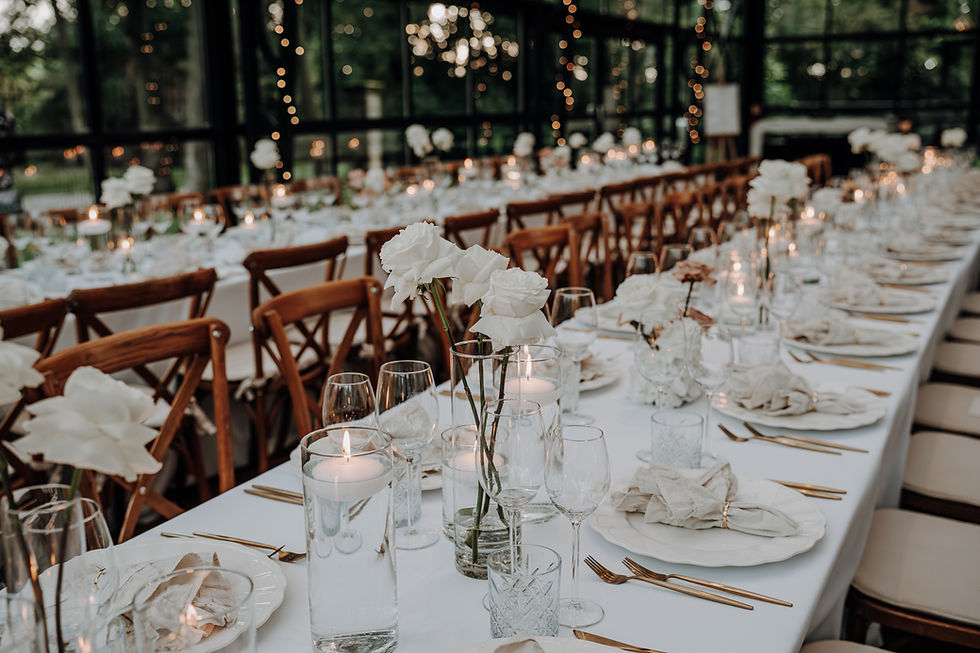 Hochzeit Orangerie Schlossgut Lautenbach lange Tafeln