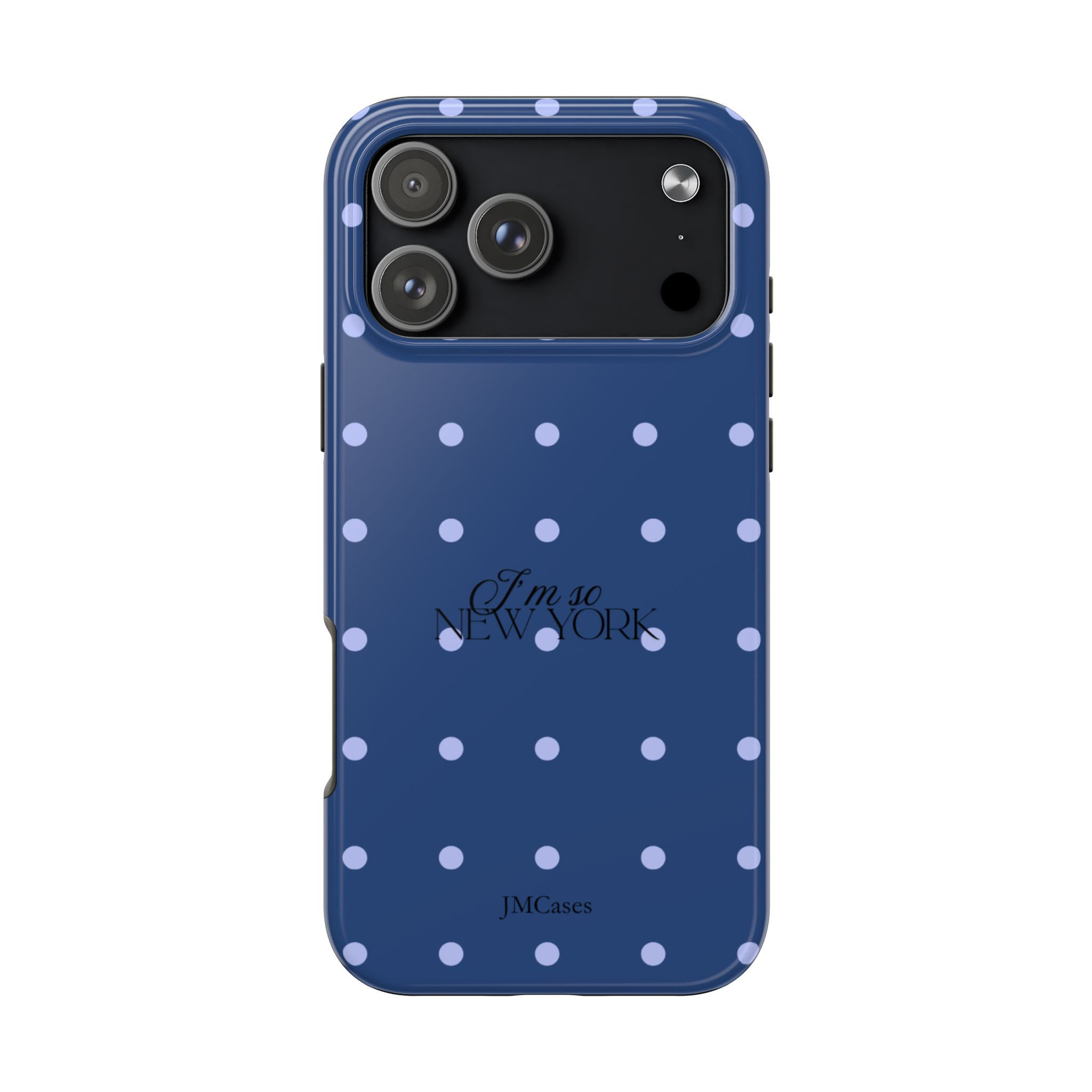 Navy 'I'm So New York' polka dot phone case