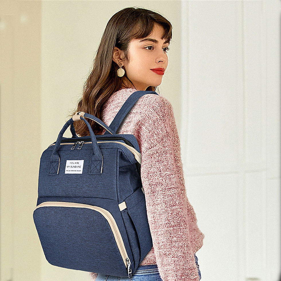 Thumbnail: Foldable bed diaper bag with changing station insulated pocket and large capacit