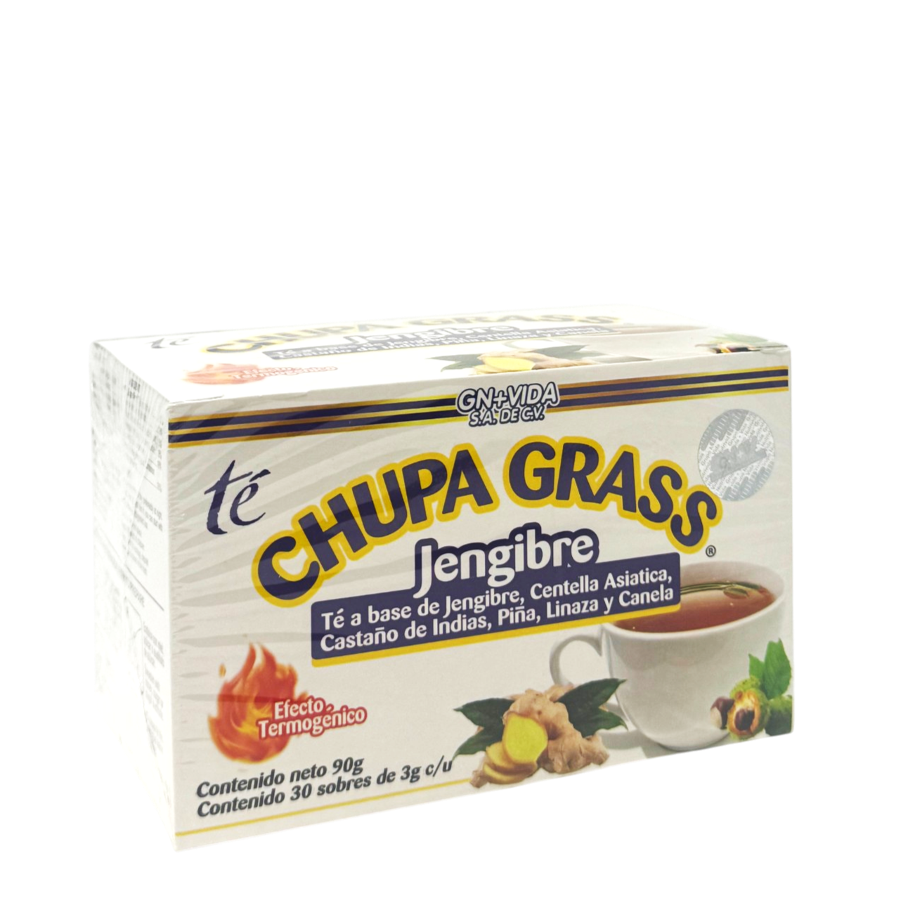 Chupa Grass Te de Jengibre/Centella Asiatica/Piña/Linaza/Canela Caja de 30 Sobre