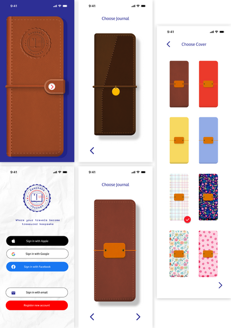 Keepsake Journal App Screens