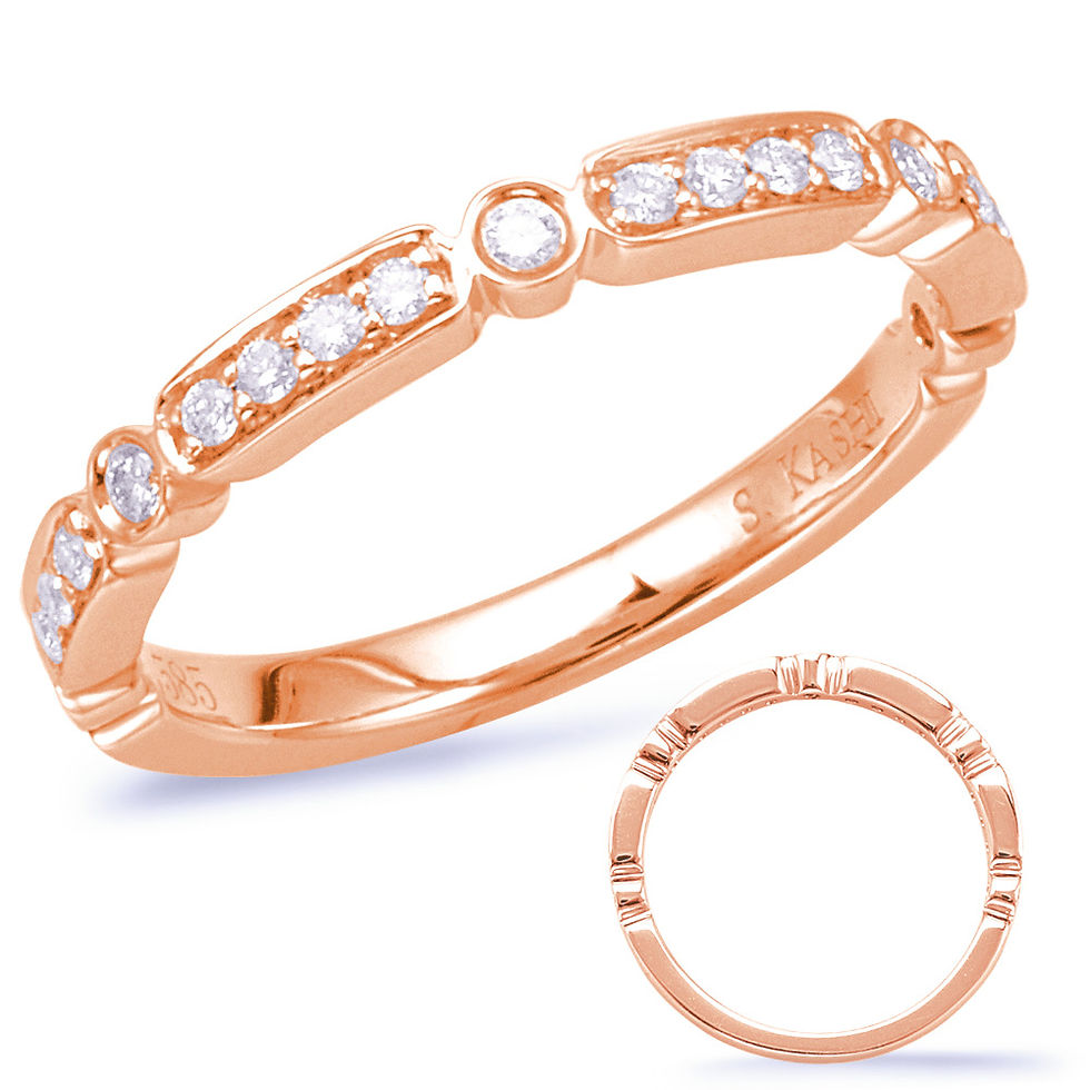 14kt Rose Gold Fancy Stackable Diamond Band
