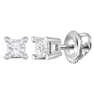 14kt White Gold 1/6ct Princess Cut Diamond Stud Earrings