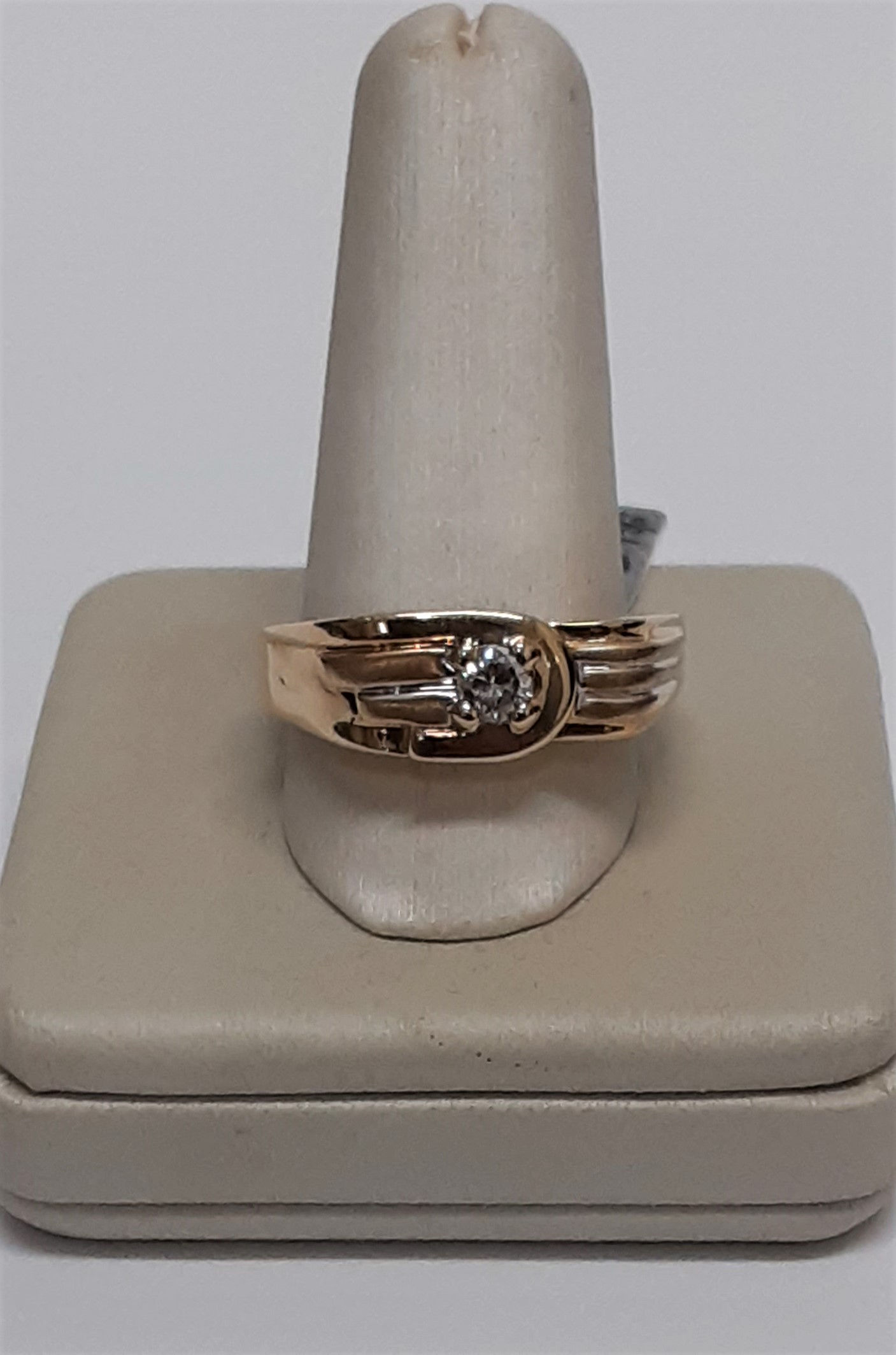 14k Yellow Gold Diamond Buckle Men’s Ring