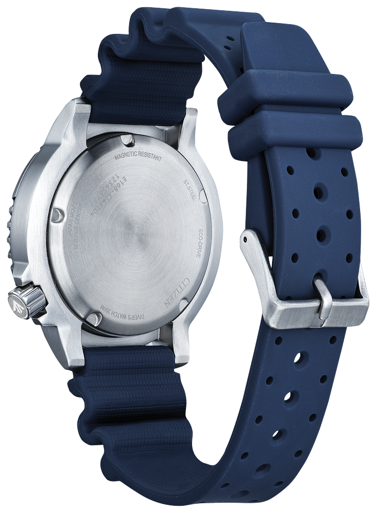 Thumbnail: Promaster Dive : Men's Eco-Drive Light Powered Blue & Orange Divers Watch