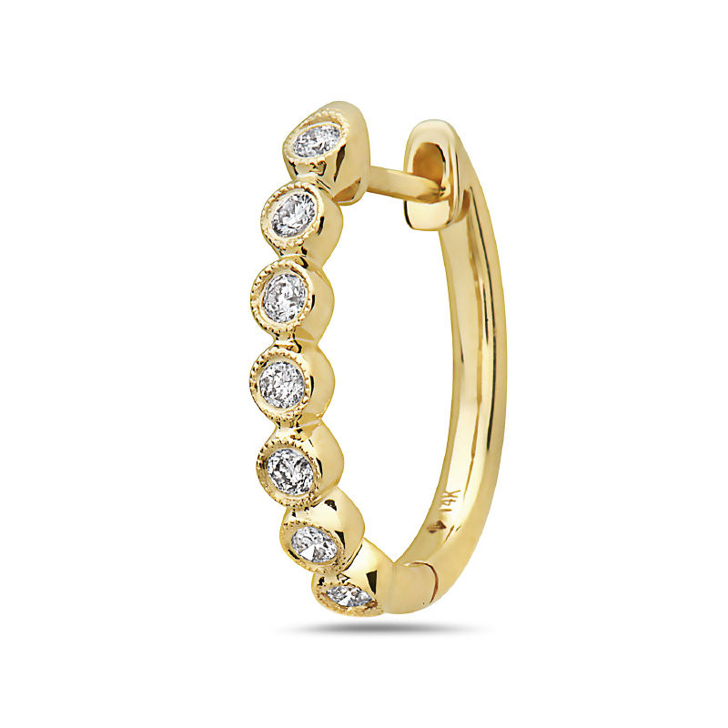 Thumbnail: 14kt Yellow Gold Diamond Fashion Hoop Earrings