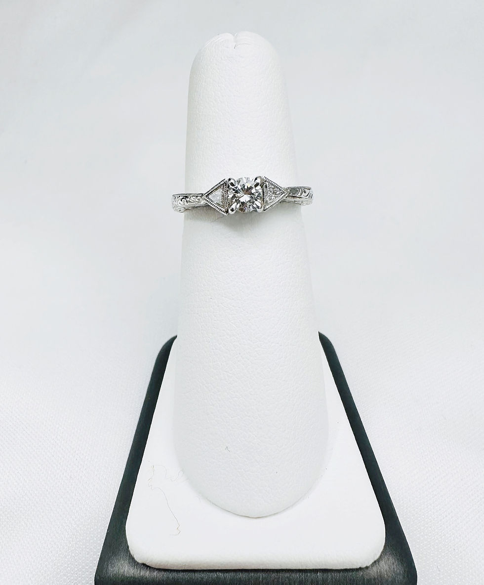 Thumbnail: 14kt White Gold 0.42ct Round & Trillion Diamond Engagement Ring