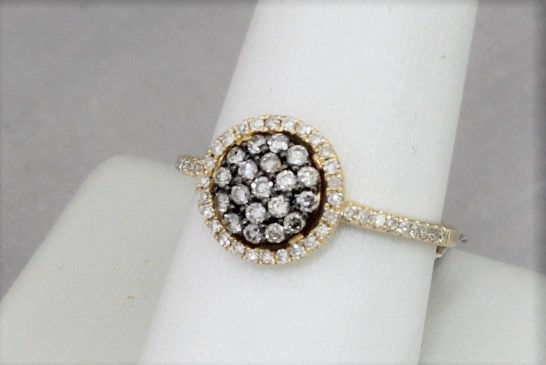 Thumbnail: 14k Yellow Gold 0.43ct Diamond Halo Ring