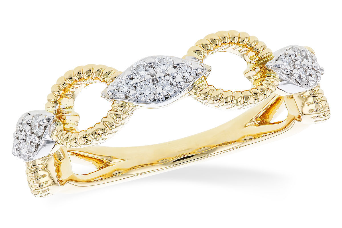 14kt Two-Tone Yellow & White Gold Ladies Link Diamond Fashion Ring