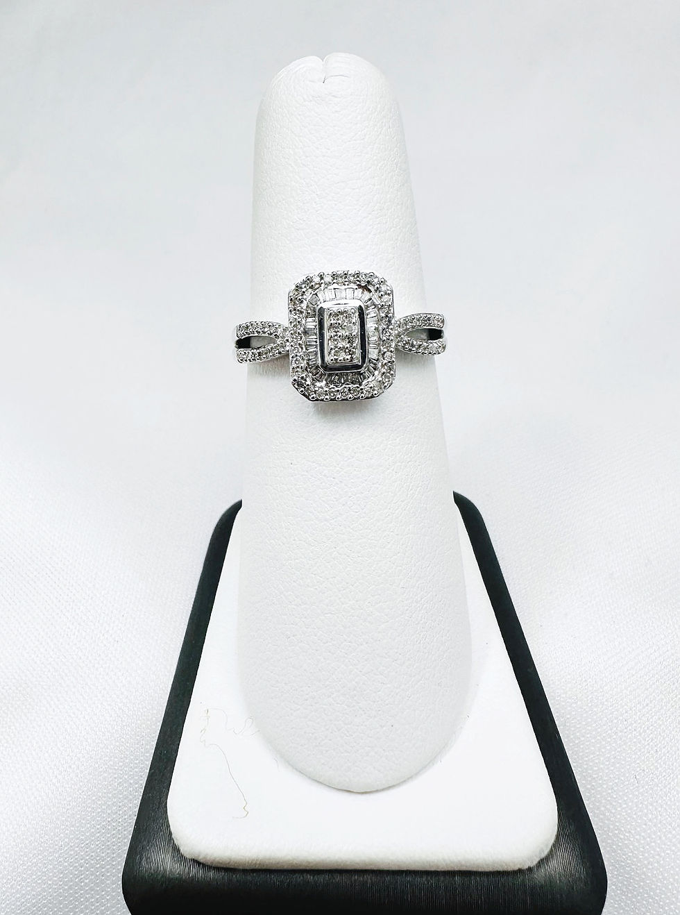 Thumbnail: 10kt White Gold 0.25ct Cluster Diamond Engagement Ring