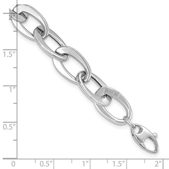 Thumbnail: 14kt White Gold Polished Fancy Oval Link Bracelet