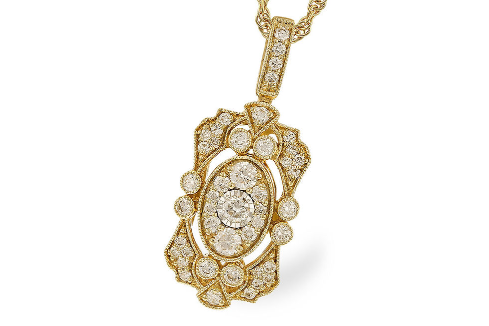 Thumbnail: 14kt Two-Tone Art Deco Style 0.50ct Diamond Necklace