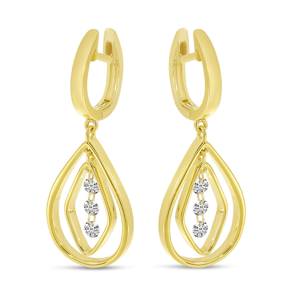 Thumbnail: 14kt Yellow Gold Dashing Diamonds Chandelier Earrings