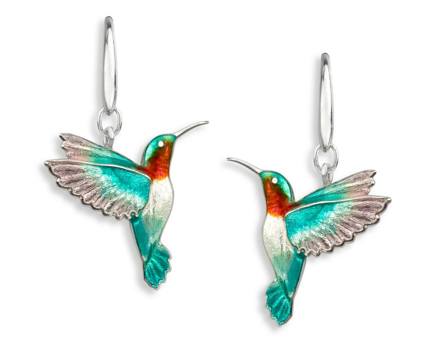 Sterling Silver Turquoise Hummingbird Wire Earrings