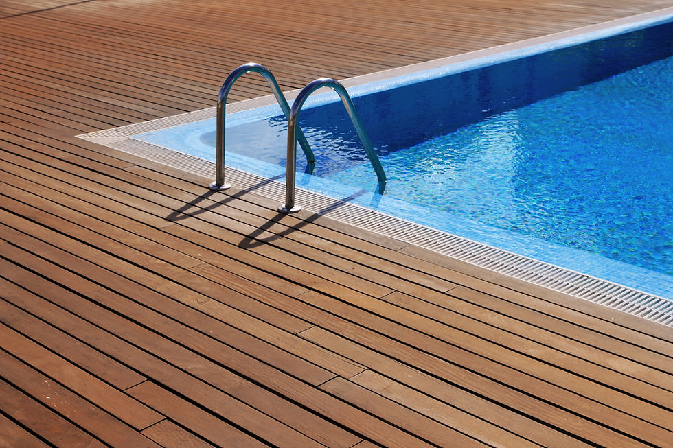 Pool with composite wood decking