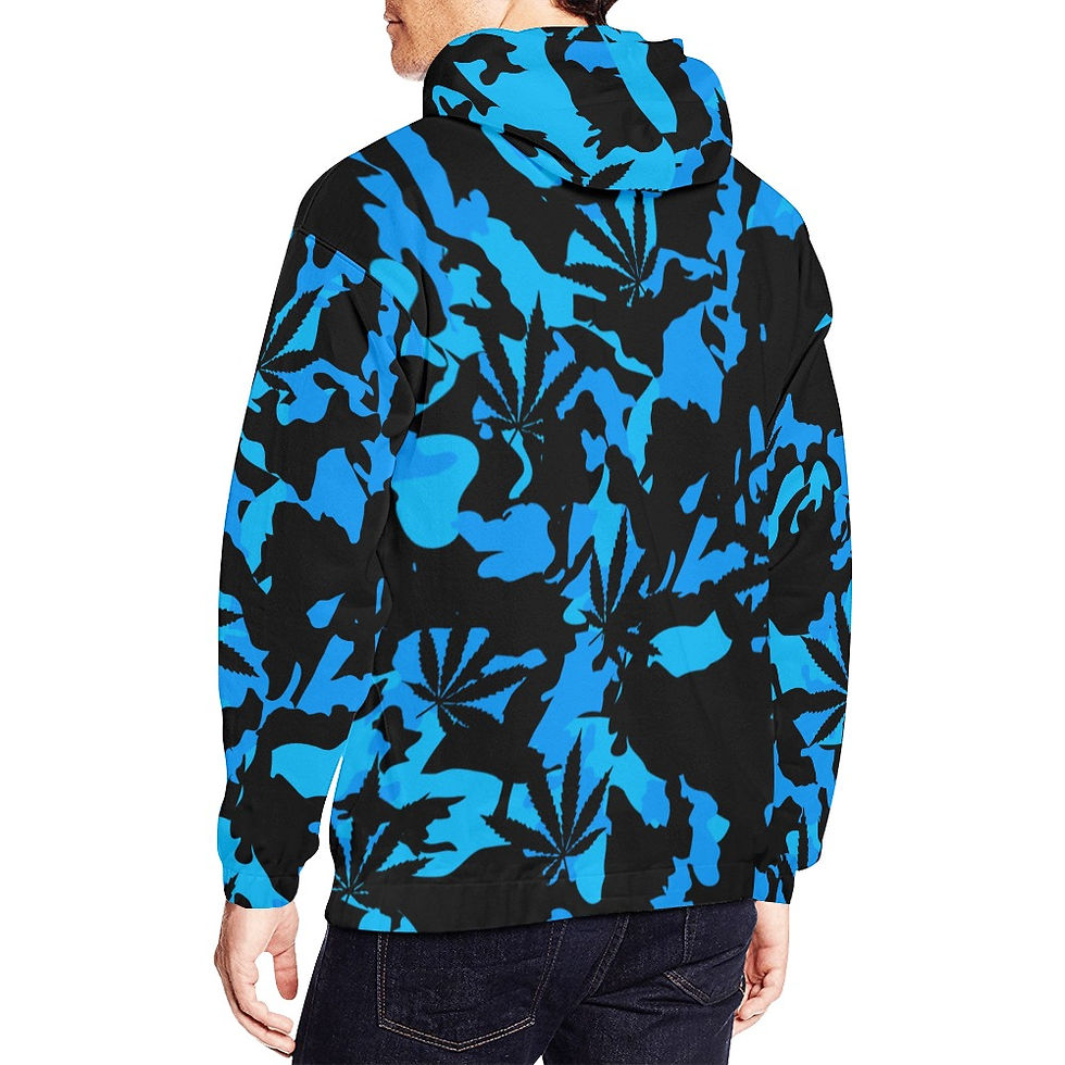 Thumbnail: Blue Weed Leaf Camo Hoodie